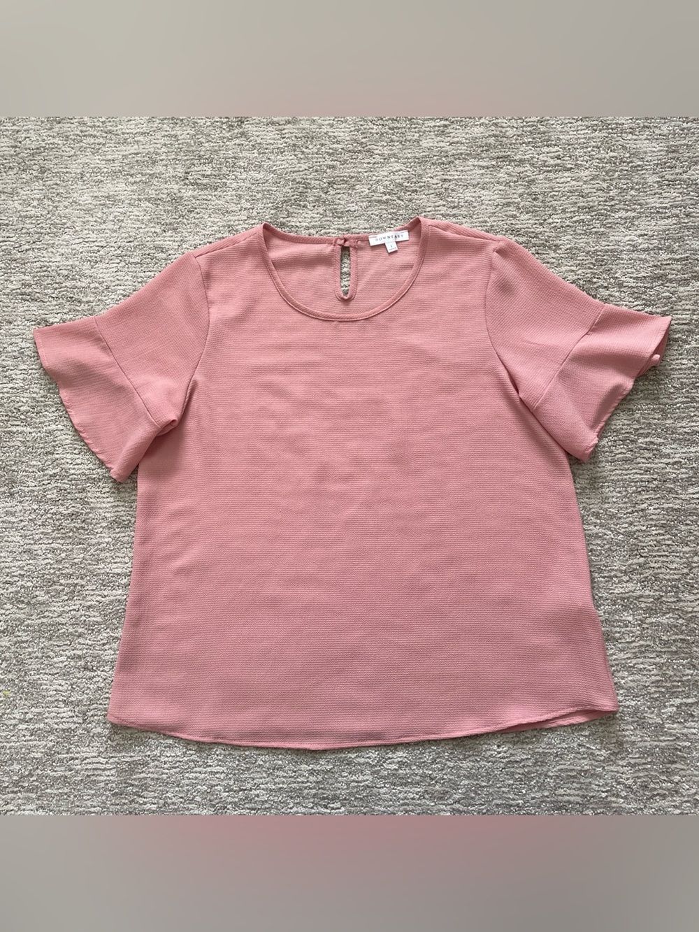 Downeast Women’s Large Pink Blouse Short Sleeve Lightweight Textured Made In USA